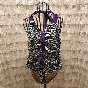 Torrid Size 2 One-Piece Bathing Suit Zebra Print